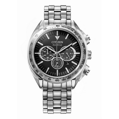 Citizen Watch Men's Carson Stainless Steel Bracelet Watch, Black Dial