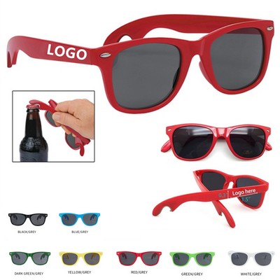 2-in-1 Custom Classic 100% UVA & UVB Protection Plastic Sunglasses w/Bottle Opener