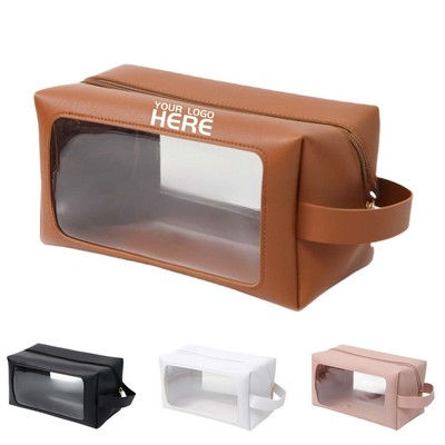 Leather Transparent Makeup Bag