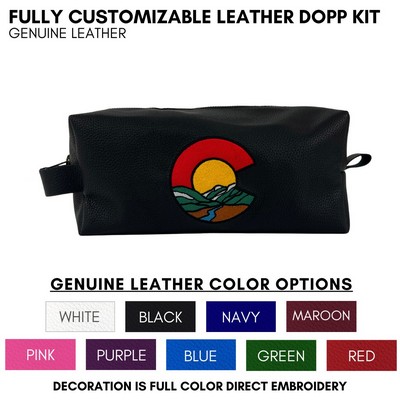 Fully Customizable Leather Dopp Kit Your Logo Embroidered
