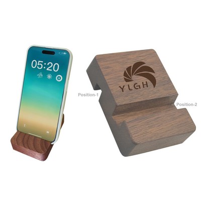 Dual Slots Wallnut Wooden Phone Stand