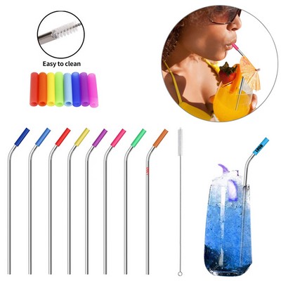 9.48" Bend Protector Metal Straw w/Brush