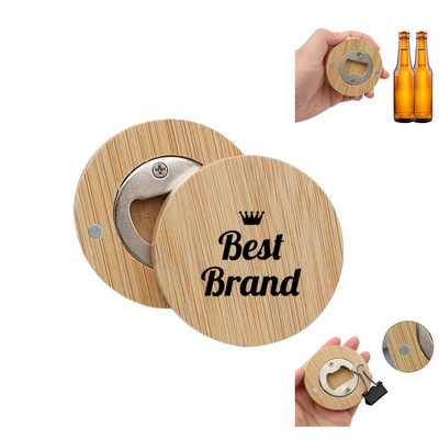 Bamboo Bottle Opener Coaster Fridge Magnet Refrigerator Sticker