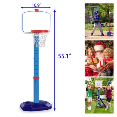 5-in-1 Kids Basketball Hoop T Ball Set
