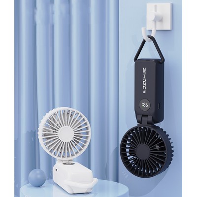 Rechargeable Mini Fan Handheld Fan With Battery Display With Carabiner Hook