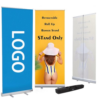 Vertical Retractable Roll Up Banner Stand Standing