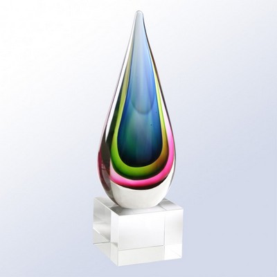 9" Blue/Green Tear Drop Award