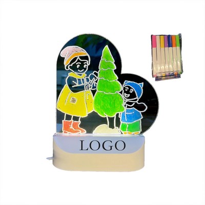 Usb Light Heart Shape Acrylic Message Board With 7 Color Pen