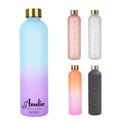 32oz BPA-free Time Marked Plastic Water Bottle