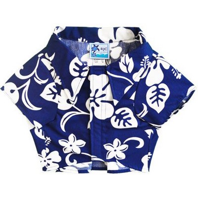 Dog Hawaiian Tropical Print Royal Blue Cotton Shirt