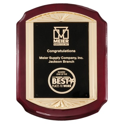 Piano Finish Scalloped Corner Plaque with Frame