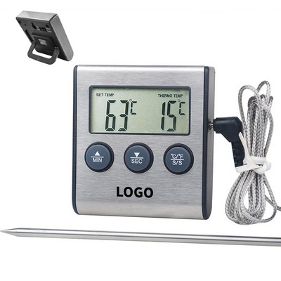 Digital Probe Cooking Meat Thermometer W/ Alarm And Timer