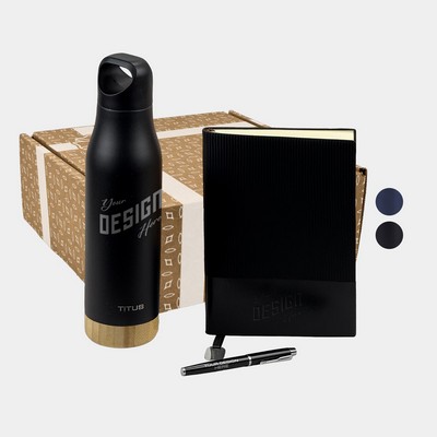 TiTUS® 17 oz Water Bottle, Executive Corduroy Notebook & Pen Gift Set