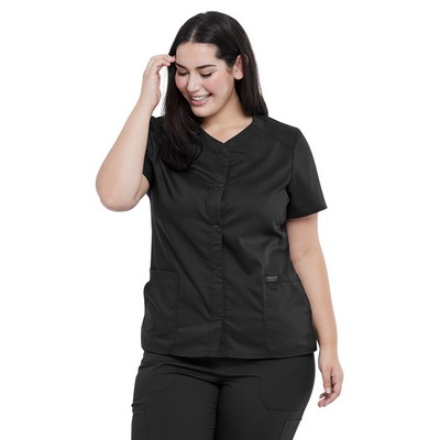 Cherokee - Workwear Revolution - Women's 4-Pocket Snap Front V-Neck Top