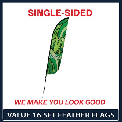Value 16.5' Feather Flag - Single Sided w/Spike Base and Carry Bag