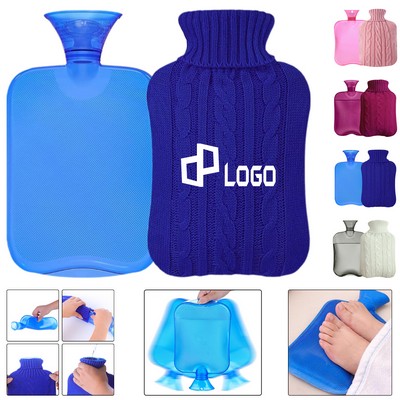 Rubber Hot Water Bottle Warmers W/ Knitted Cover