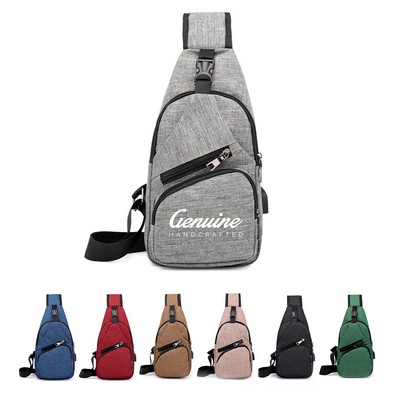 Waterproof Crossbody Chest Bag with USB Charging Port