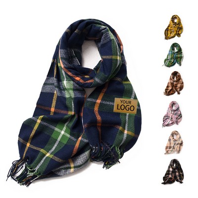 Large Knit Plaid Scarf