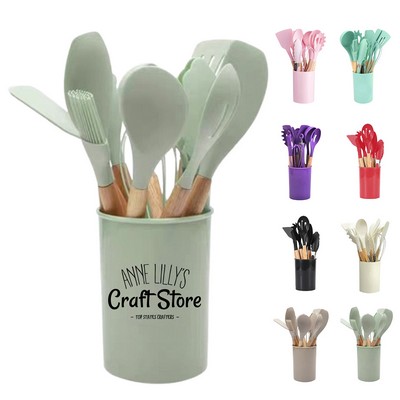 12-piece Wood Silicone Kitchen Utensil