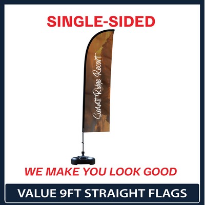 Value 9' Straight Flag - Single Sided Graphic Plastic Water Base