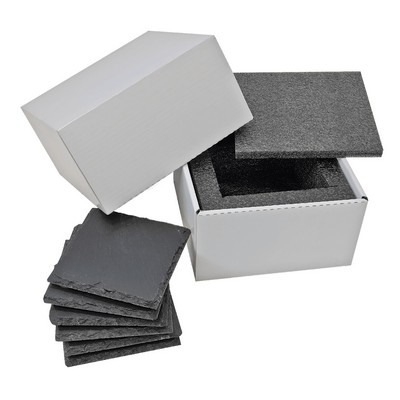 Square Slate Coaster Set, 6 pcs, 4" x 4"