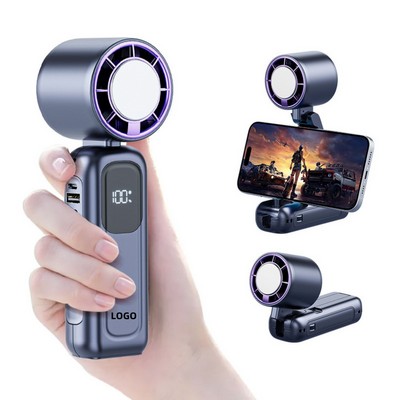 4000 mAh Multifunctional Portable Wearable Handheld Fan, Folding Bracket Digital Display Mini Fan