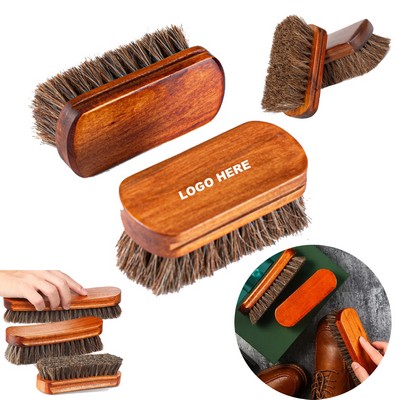 Wood Handle Soft Horsehair Shoe Brush