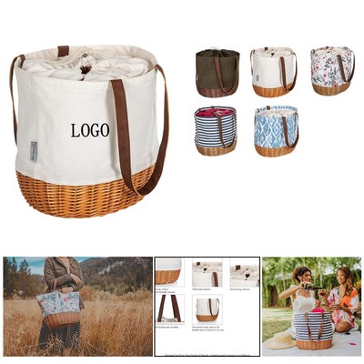 Willow Basket Canvas Tote Bag