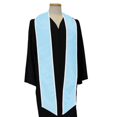 Light Blue Graduation Sash with White Binded Edge