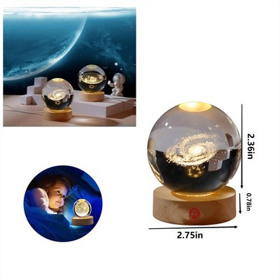 3D Galaxy Crystal Ball Night Light