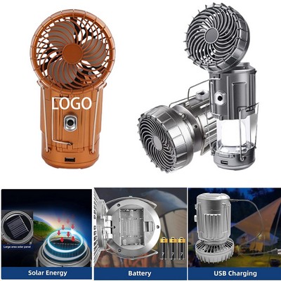 Multifunction Solar Camping Lamps W/ Electric Fan Tent Light