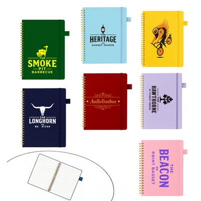 Soft Premium Leather Spiral Journal Notebook W/Pen Loop