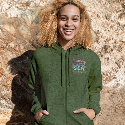 Adult Full Zip Vantage Heather Hoodie - Embroidery