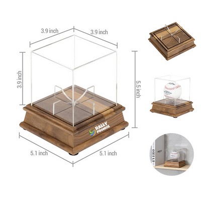 Acrylic Base Baseball Display Case With Wooden Base.