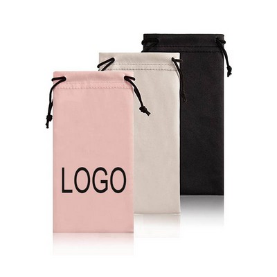 Solid Color Microfiber Double Rope Pullable Eyewear Storage Bag