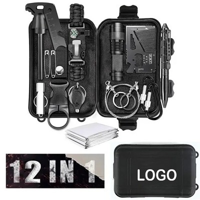 Emergency Survival Gear Kit W/ 12 Tools in Hard Case