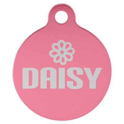 1 1/4" Pink Anodized Aluminum Round Pet Tag with Tab