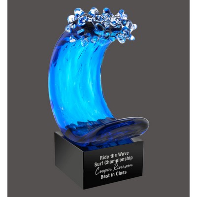 8 1/2" Blue Wave Art Glass