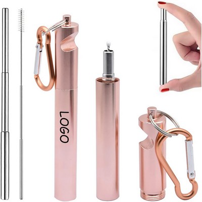 Mountain Climbing Buckle Bottle Opener Retractable Straws