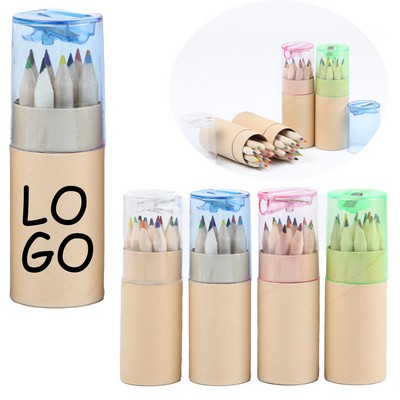 12 Drawing Colored Pencils With Sharpener In Tube