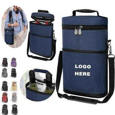 Portable Travel Wine Tote Bag Insulated Wine Carrier Bag Leakproof Cooler Bag