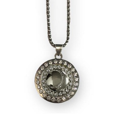 1.25" Circle Pendant Necklace And (Baseball)