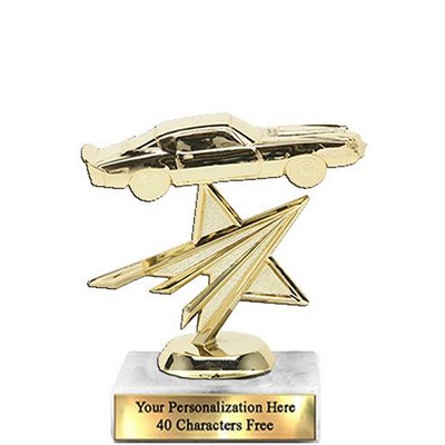 Trophy 7", 2X3 White Marble Base, Camaro Gold Unique