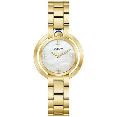 Bulova Ladies' Rubaiyat Stainless Steel Bracelet Watch White MOP Dial