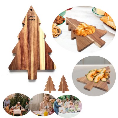 Custom Christmas Tree Snack Cheese Platter Festive Wooden Board Serving Tray