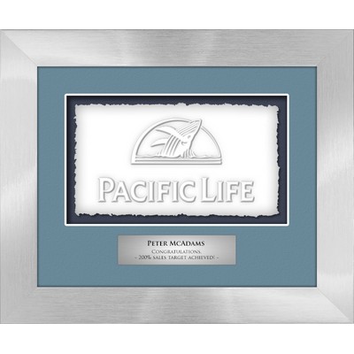 Teslin (Horizontal) - Cast Paper Raised Image - Shadowbox Award - Silver Frame
