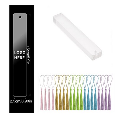 20Pc Rectangular Acrylic Bookmark Set W/ Tassels
