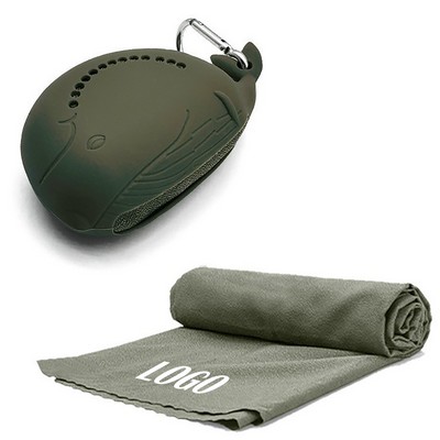 Fast Drying Travel Towel with Small Whale Shaped Case