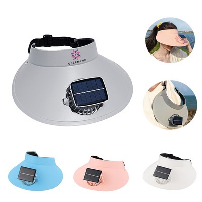 Large Brim Solar Cap with USB Charging Fan