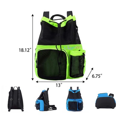 Drawstring Mesh Backpack with Shoe Compartment